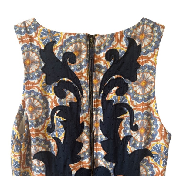 ANTHROPOLOGIE VANESSA VIRGINIA BLUE OWEN SHEATH DRESS WOMENS 4 EMBROIDERED BOHO - Picture 4 of 11